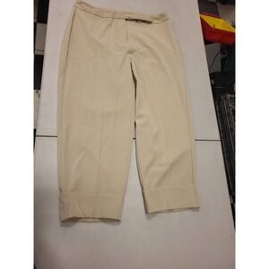 Ashley Stewart Pants Size 14‎ Khaki Cuffed Cropped Plus Size Womens Trousers